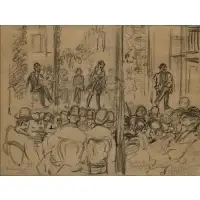 Jerome Myers, The Sans Souci, 1898, Cray-pas on paper