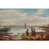 John Henry Boel, Waiting for the Boat, Oil on canvas