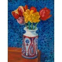 Earl Mayan, Still-Life Flowers, Oil on artist's board