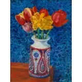 Earl Mayan, Still-Life Flowers, Oil on artist's board