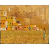 Figure in Cityscape by Alvin Hollingsworth, Oil on canvas, sold Sep 2025