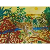 Henri Hecht Maik, Tigre Bondissant (Leaping Tiger), Oil on canvas
