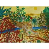 Henri Hecht Maik, Tigre Bondissant (Leaping Tiger), Oil on canvas