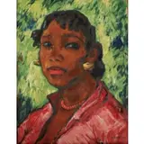Fritz Skell, Black Woman with Gold Earrings, Oil on board