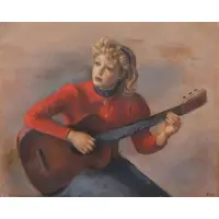 Robert Philipp, Portrait of a Woman with Guitar', Oil on canvas