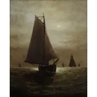 Welsley Elbridge Webber, At Moonlit, Oil on canvas