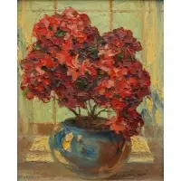 Otto Bierhals, Floral Still-Life, Oil on artist board