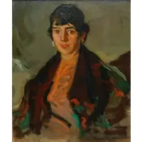 Leopold Seyffert, Portrait Study of a Hispanic Woman with Shawl, Oil on canvas laid to board