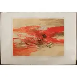 Zau Wou-Ki, Composition Rouge (Fish in Red Sea), Etching and aquatint in colors on paper