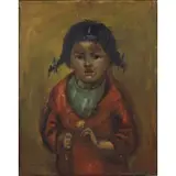 George Chann, Mexican Girl Holding a Flower, Oil on canvas