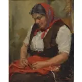 David Wu Ject-Key, Peasant Woman, Oil on cardboard