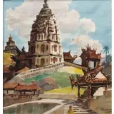 Yong Mun Sen, Pagoda in a Park, 1947, Watercolor on paper