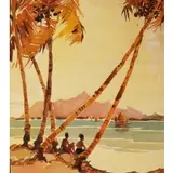 Yong Mun Sen, Beach Hut Under Coconut Trees, 1947, Watercolor on paper