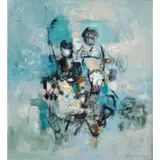 John Chinn Young, Polo Players, Oil on canvas