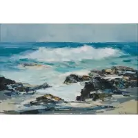 John Chinn Young, Rocky Coast Line with Waves, Oil on canvas