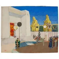 Edward Penfield, The Temple of Truth, Mixed media on canvas