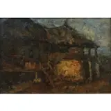 Rudolf Schweitzer–Cumpăna, Rural Farm, Oil on board