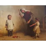 James MacIntyre, You Naughty Boy!, Oil on canvas laid to Masonite