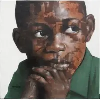 Oluwaseun Odeyemi, Always Looking Your Way II, 2022, Mixed media, acrylic, charcoal and conte crayon on canvas