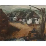 Emanuel Mane-Katz, Village with Well, Oil on canvas