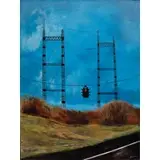 Peggy Worthington Best, Railroad Towers, Oil and acrylic on canvas