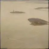 Tracy Grayson, Aerial View of Statue of Liberty and Ellis Island, Oil on panel