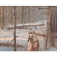 Thomas DeVany Forrestall, Hand Watch and Fallen Tree, 1998, Egg Tempera on board