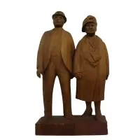 William McElcheran, 69. From a Mamaroneck NY estate. Dimensions: 29, Rare carved wood sculpture of woman & man signed and dated '69