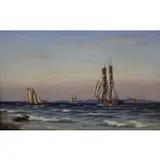 Johan Neumann, Ships at sea, Oil on canvas, signed and dated 1921