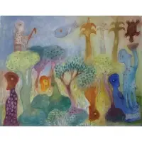 Manuel Mendive, Untitled 1995, Watercolor and mixed media, signed and dated