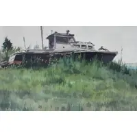 Boat by Norman Guthrie Rudolph, Watercolor, framed, glazed and signed lr rt, sold Sep 2025