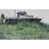Norman Guthrie Rudolph, Boat, Watercolor, framed, glazed and signed lr rt