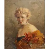 Bertalan Vigh, Portrait of a Lady with a Shawl, Oil on canvas