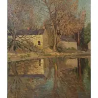 Sam Morse-Brown, Welsh Farm, Oil on board, signed and dated 52