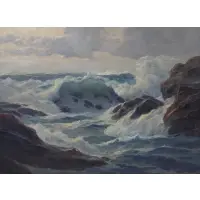 William Columbus Ehrig, Seascape, Oil on canvas, signed