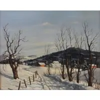David H. Gettens, Snow Scene, Oil on canvas, signed
