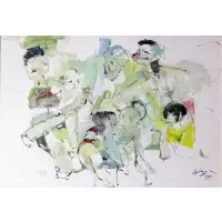 S. W. Wahyu, – Indonesia Modernist Figures of Balinese Children, Oil on canvas, signed
