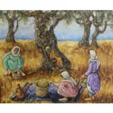 Zvi Livni, Picnic, Oil on canvas, signed