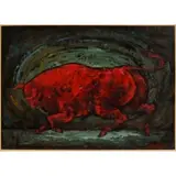 Charles Edward Burdick, A Red Bull, Oil on paper