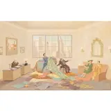 Umberto Baldaccini, Office Interior with Clients Selecting Fabric, 1957, Tempera/Oil on masonite