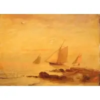 Elisa Taylor "E.T." Baker, Sloops off the Coast, Oil on artist board
