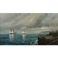 Edmund Darch Lewis, Sailing off the Coast, 1881, Oil on canvas
