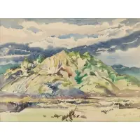 Lumen Martin Winter, A Mountainous Landscape, 1960, Watercolor on embossed paper