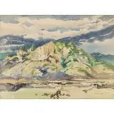 Lumen Martin Winter, A Mountainous Landscape, 1960, Watercolor on embossed paper