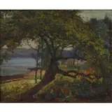 Joe Raskin, Trees by the Water's Edge, Oil on canvas