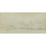 Sanford Robinson Gifford, A Study of Royal Hospital Chelsea in London, Graphite on paper