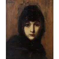 Jean-Jacques Henner, Portrait of a Woman with Head Scarf, Oil on board