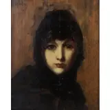 Jean-Jacques Henner, Portrait of a Woman with Head Scarf, Oil on board