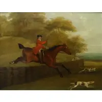 John Nost Sartorius, Huntsman over the Fence, Oil on canvas