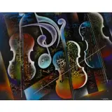 Violins by Leonardo Nierman, Acrylic on masonite, sold Jul 2025